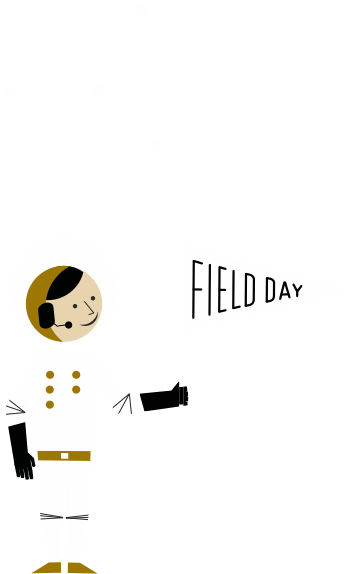 Astronaught holding field day flag